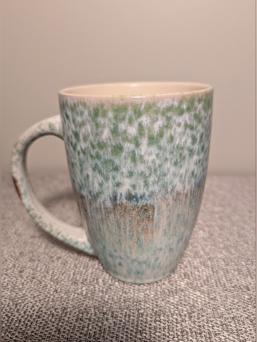 Speckled Ceramic Coffee Mug - Green and Cream Glaze